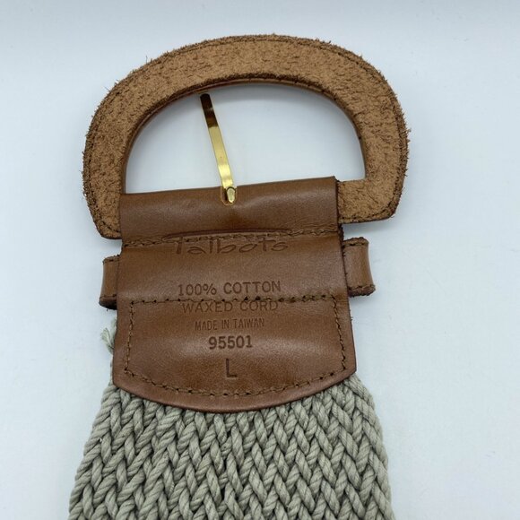 Talbots Tan Cotton Woven Waxed Cord Belt Women's Size L Wide Style 95501 - Picture 6 of 12